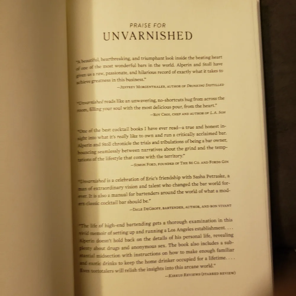 Unvarnished: A Gimlet-eyed Look at Life‎ Behind the Bar Hardcover